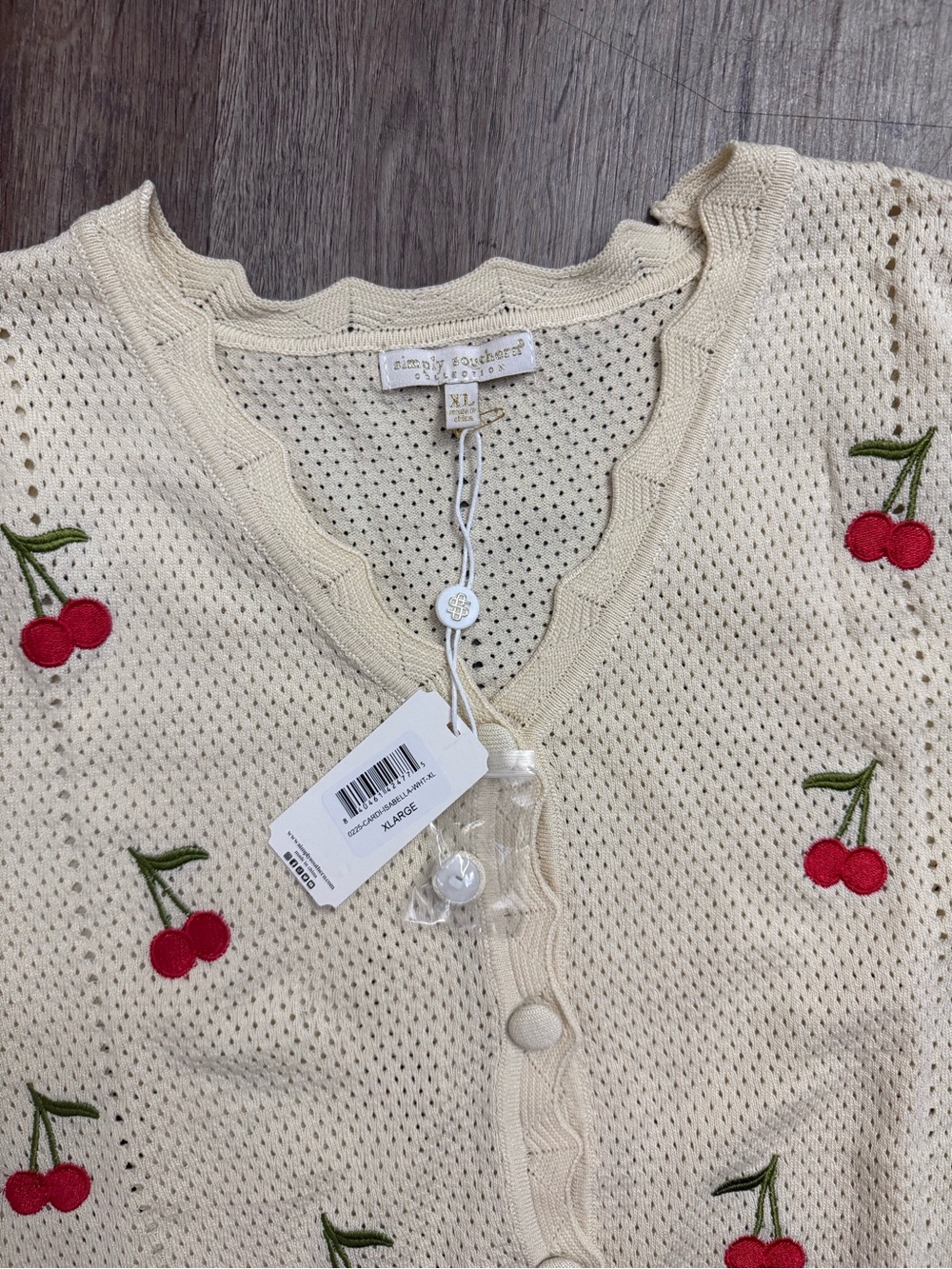 Simply Southern • Short Sleeve Crochet Cherry Cardigan - Picture 7 of 12